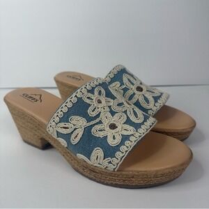 Cliffs by White Mountain Bianca‎ Espadrille Platform Sandal Denim Blue 9.5 NWT